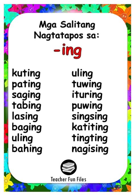 salitang nagtatapos sa ing